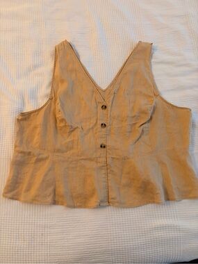 H&M linen Tan V-Neck Button-Front Camisole